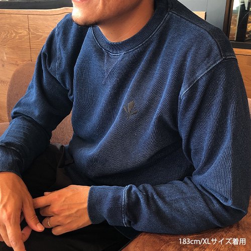 クルーネック デニムスウェット